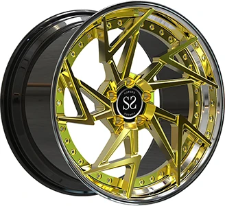 สไตล์บิดสีทองขัดเงาและสีดำเงาแบบกำหนดเอง 2-PC Forged Rims 18~24 นิ้ว