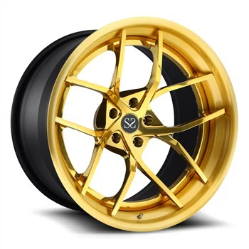 ล้อฟอร์จสามชิ้นสีเหลืองขัดเงา 19x10 และ 19x12 5x114.3 สำหรับ Ford Mustang